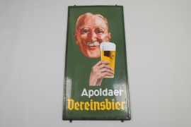 Großes Emailschild, Apoldaer Vereinsbier, Boos & Hahn um 1935