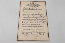 Württemberg - Feld.Art.Rgt.No.65 - Reserve Offizier Aspirant certficate