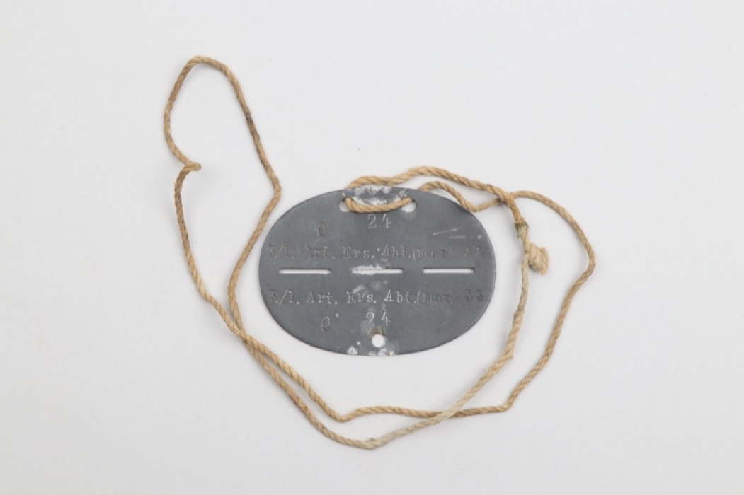 Wehrmacht Art.Ers.Abt.(mot) 33 dog tag