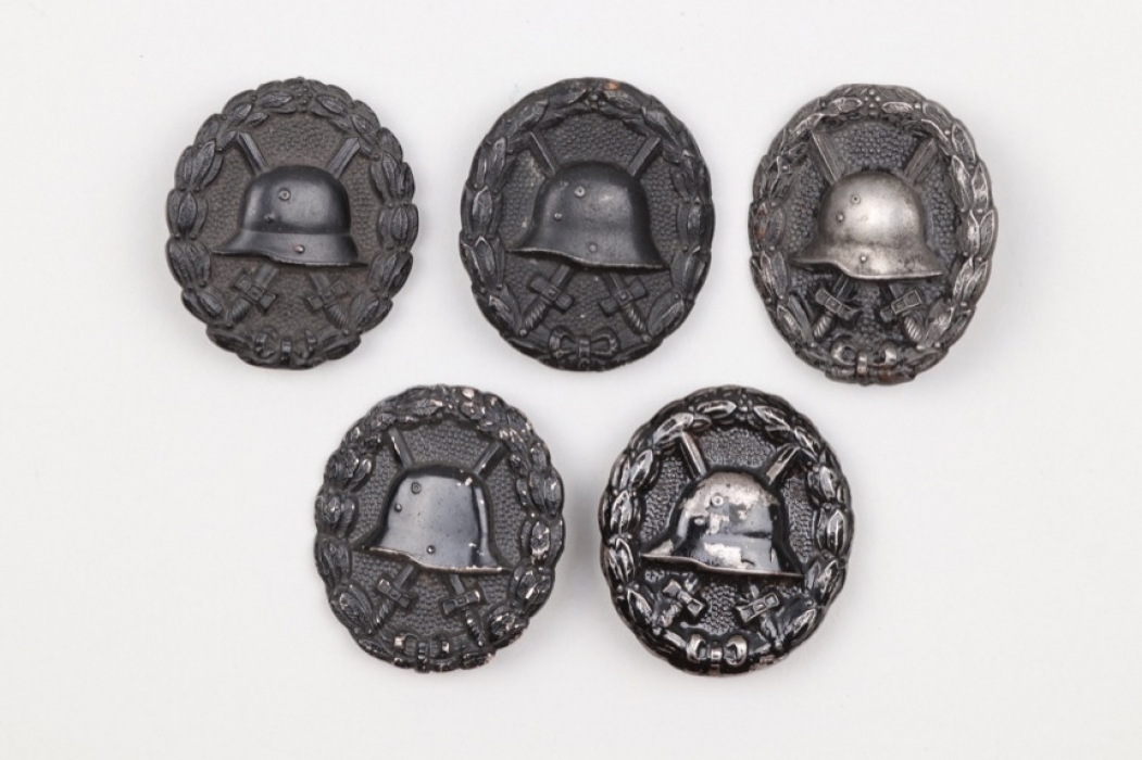 5 + WW1 Wound Badges in black