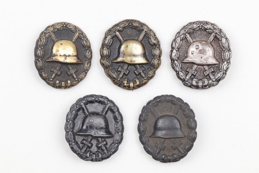 5 + WW1 Wound Badges in black