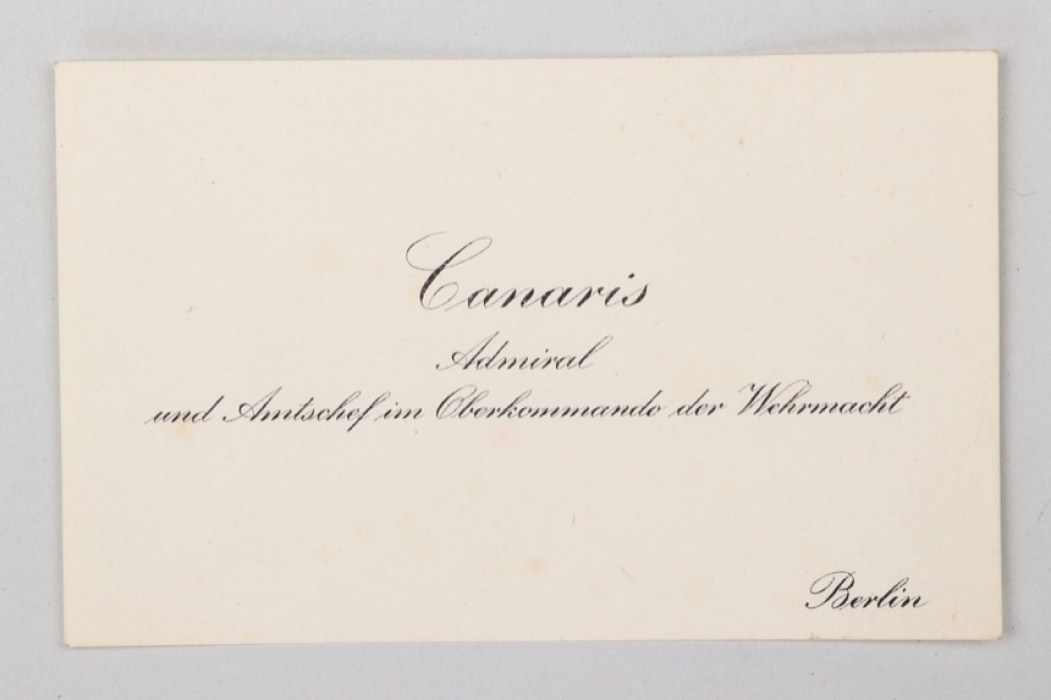 Wilhelm Canaris - personal card