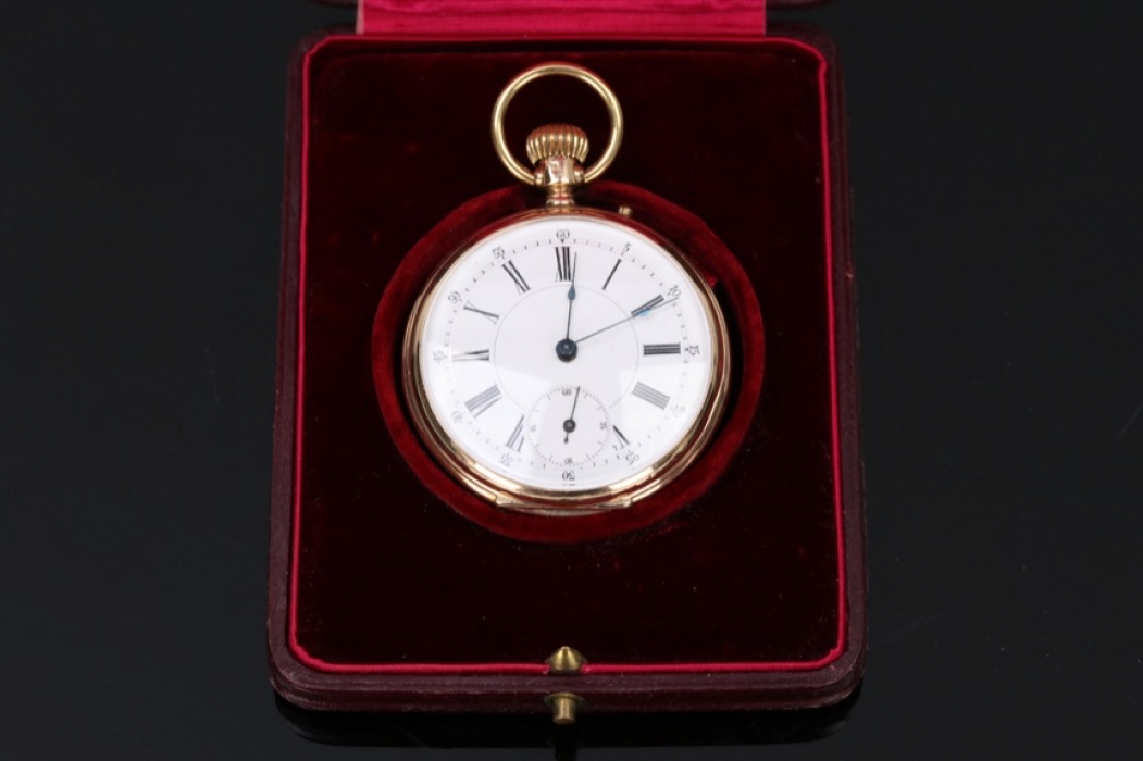 Golden Gédéon Thommen pocket watch with case