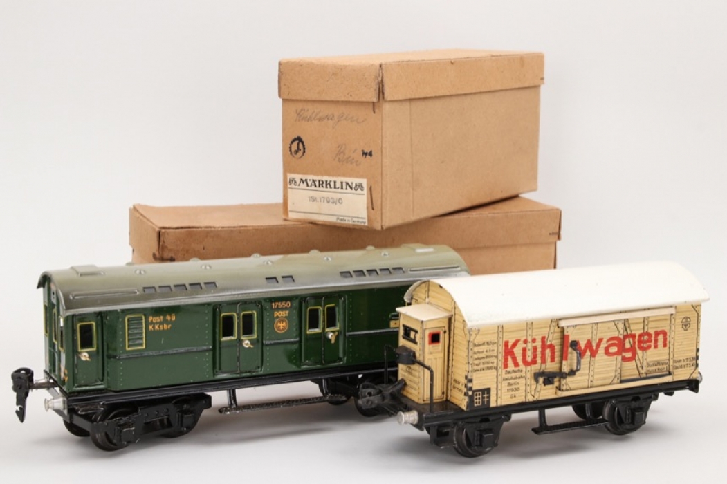 Märklin - Spur 0 zwei Wagons Kühlwagen und Postwagen Reichsbahn