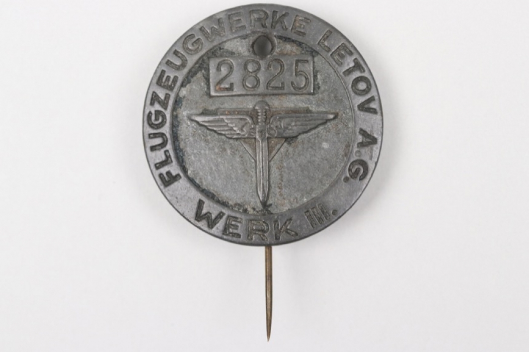 WWII "Flugzeugwerke Letov" tool tag