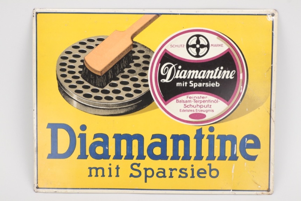 Diamantine metal sign