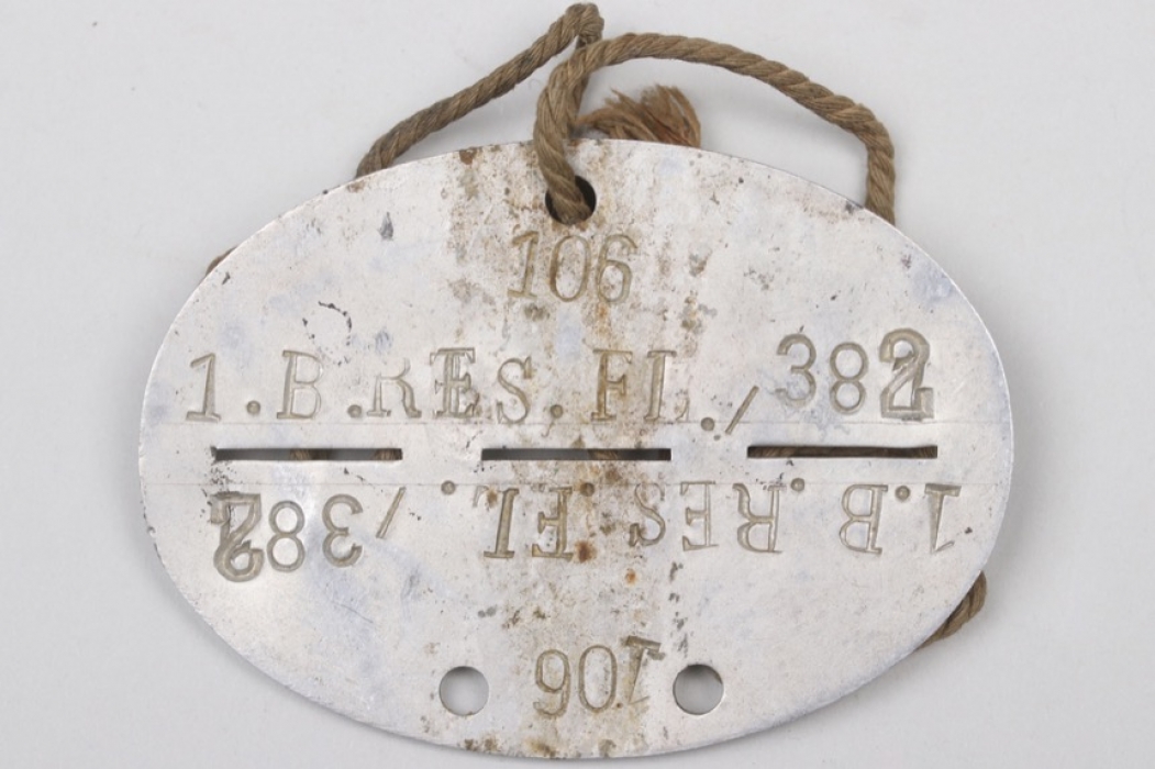 Wehrmacht 1.B.RES.FL./382 ID tag