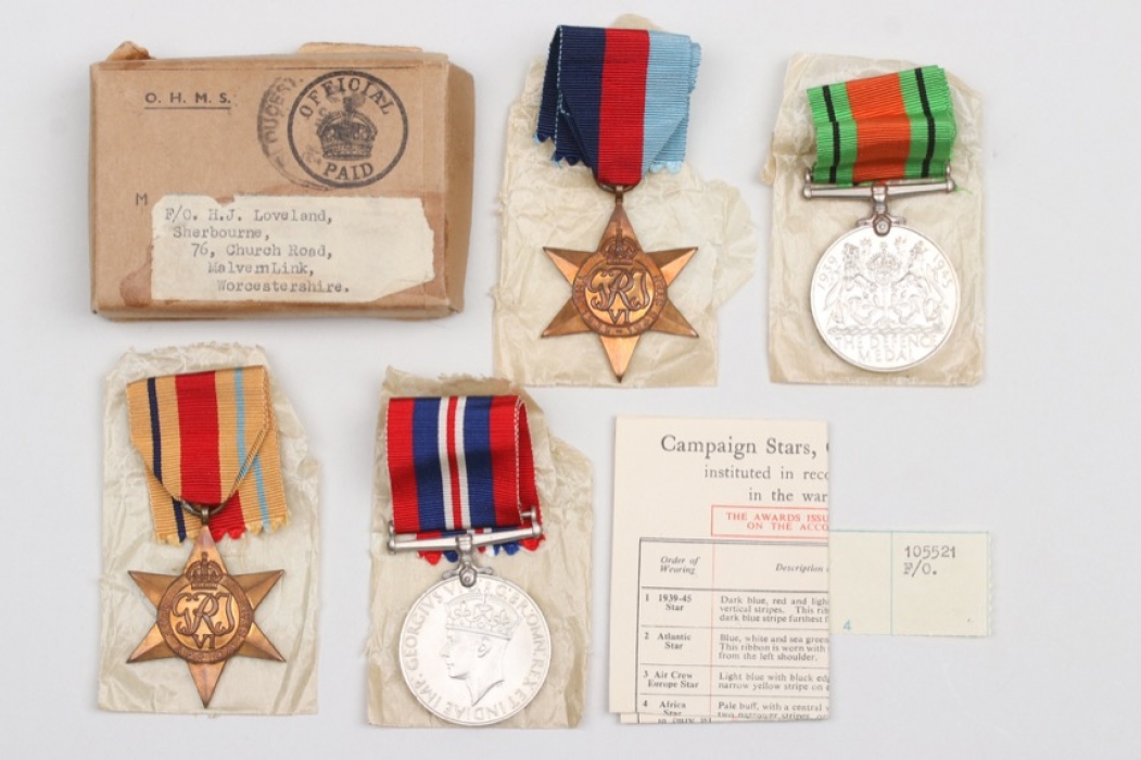 Great Britain - lot of campaign stars & medals with shipping box