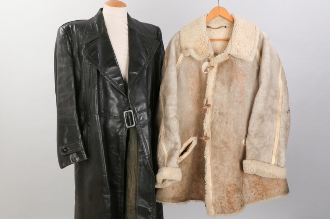 Wehrmacht winter fur jacket + civilian leather coat