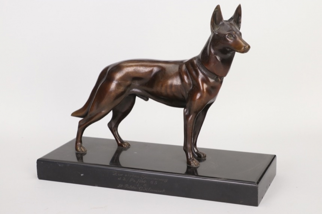 Heer Pz.Abt.65 bronze sheepdog desk decoration