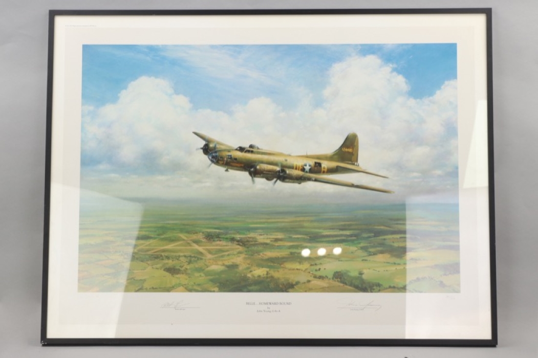 US Air Force print "BELLE...HOMEWARD BOUND" - signed by Robert Morgan