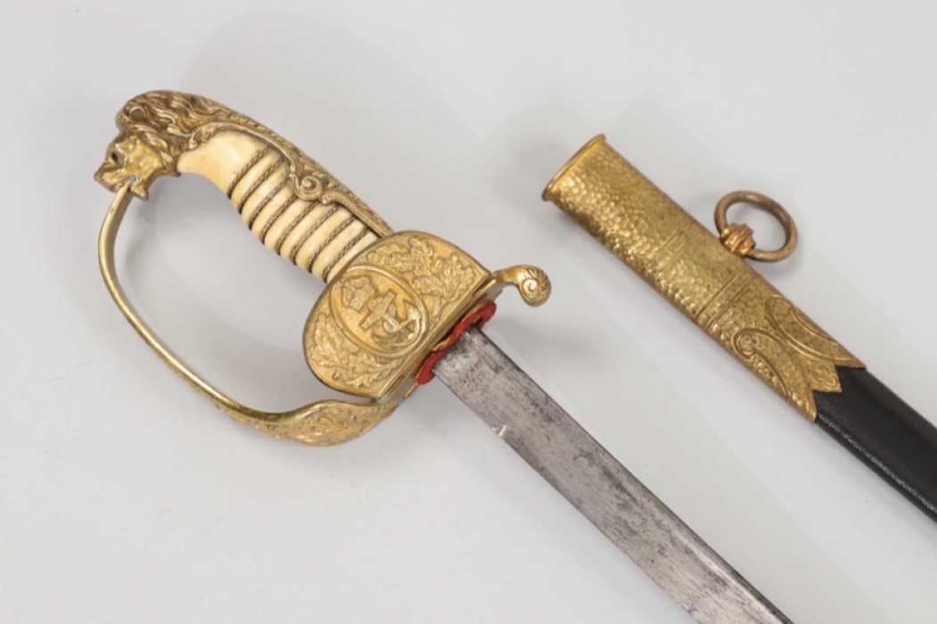 Kaiserliche Marine officer's lion head sabre with Damascus blade & ivory handle - WKC