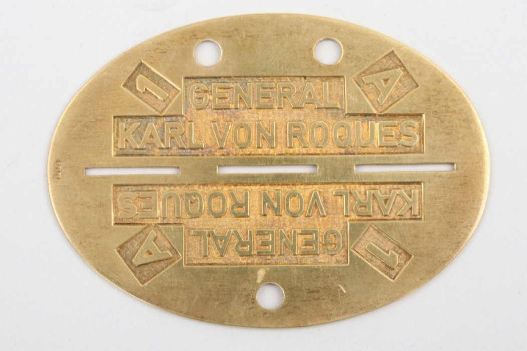 General Karl von Roques "identification tag" - 800