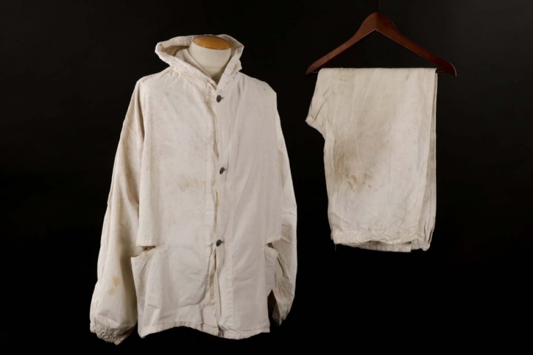 Wehrmacht/Waffen-SS white winter camo smock & trousers - Wirtschaftsamt Litzmannstadt