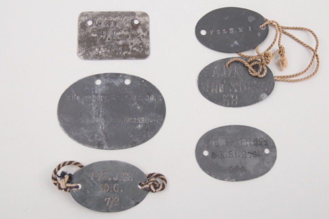 6 x German military identification tags pre 1918