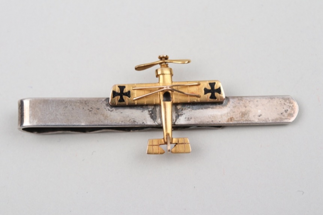 WWI tie clip of an aviator "Fliegertruppe" - gold & silver