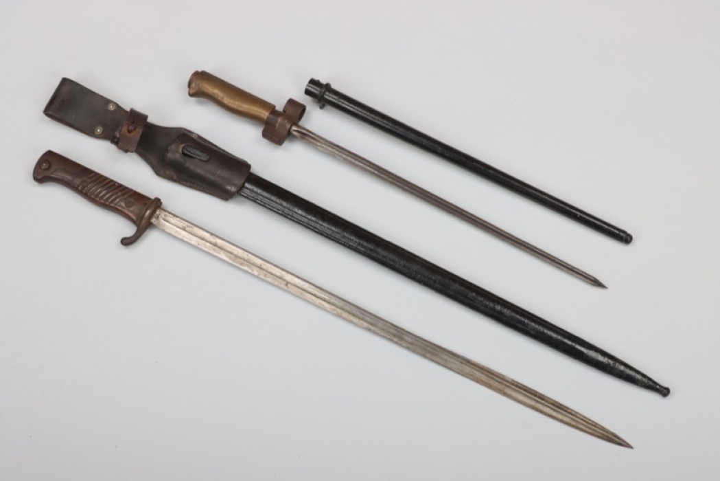 Prussian bayonet 98 with leather frog & French socket bayonet