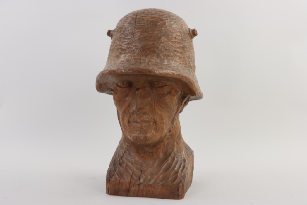 WWI hand-carved soldier bust "life size"