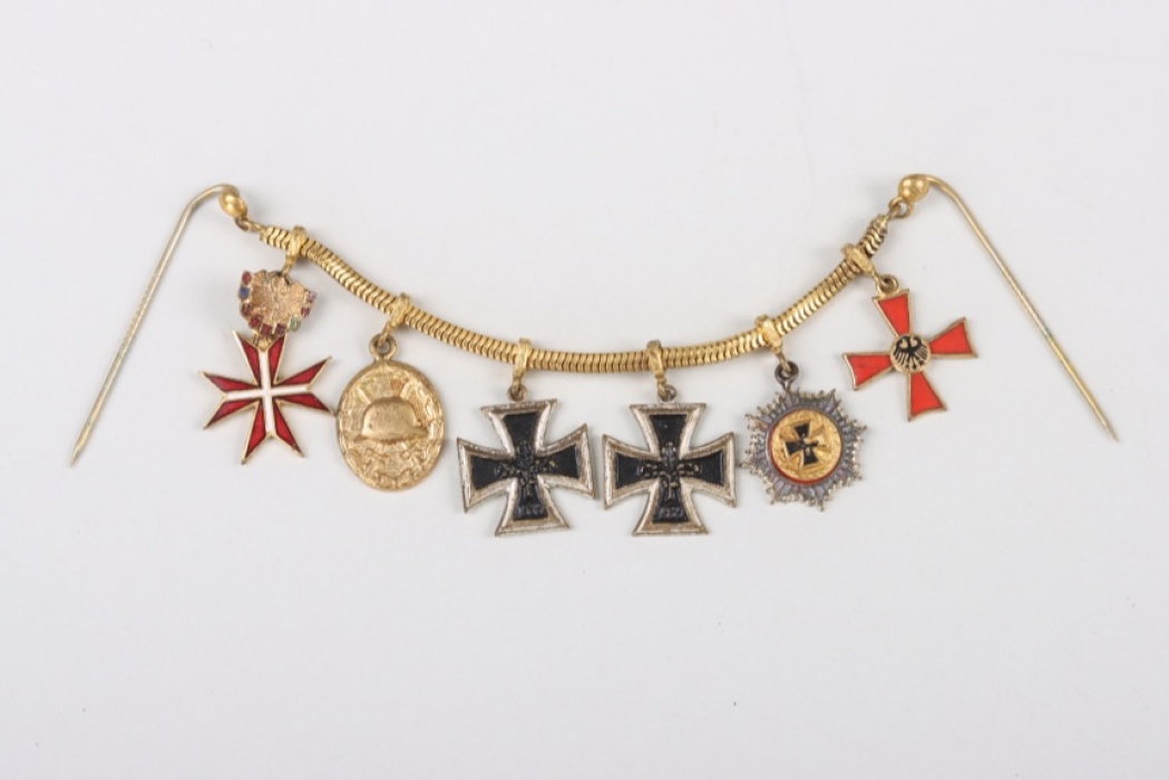 6-place miniature chain of a German Cross in Gold winner - 1957 type