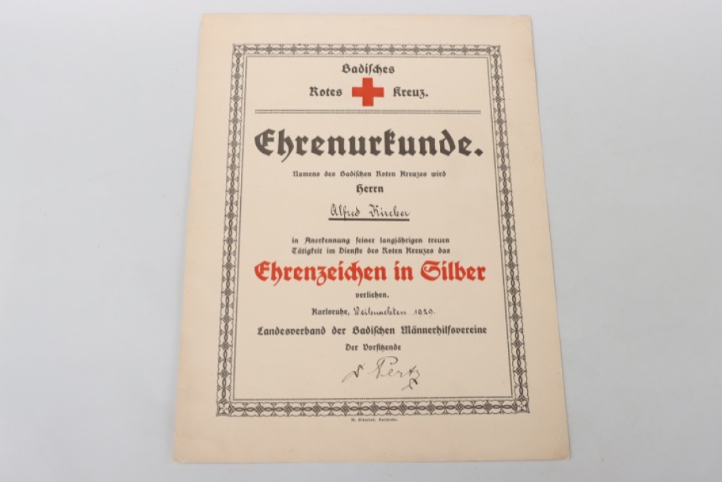 BAden - Red Cross Honor Badge in silver certificate