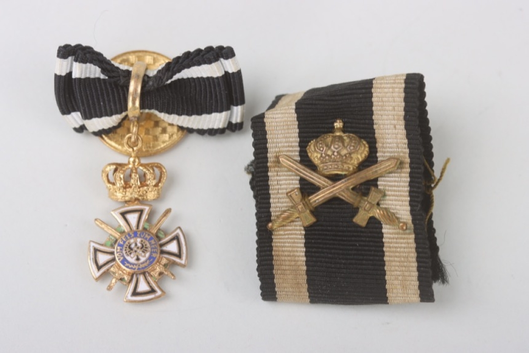 Buttonhole miniature to the Royal House Order of Hohenzollern, Knight's Cross with Swords