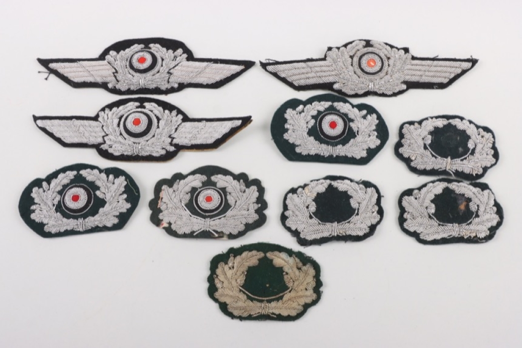 10 x Heer & Luftwaffe visor cap wreaths for officers