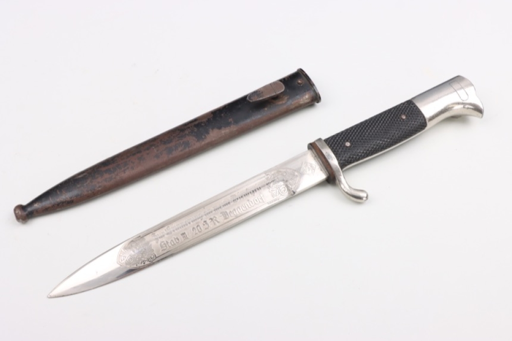 Stab III/20 I.R. Deggendorf etched dress bayonet KS 98 - PUMA