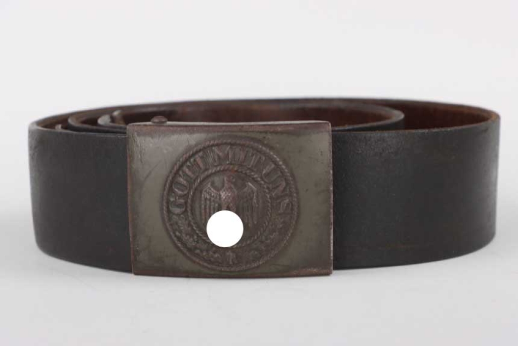 Heer EM/NCO field buckle with leather belt - Schneider 1941